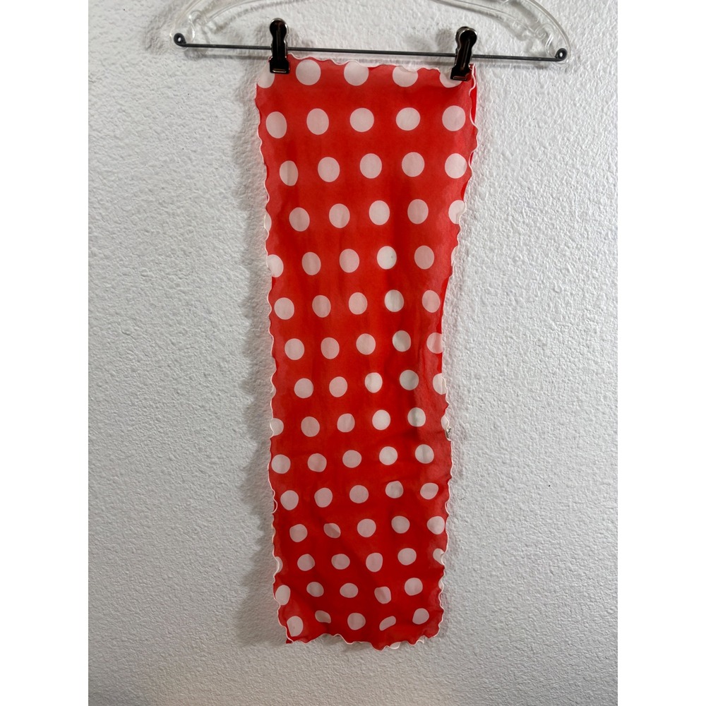 Vintage Red White Polka Dot‎ Sheer Nylon Scarf Made in USA Retro Pinup